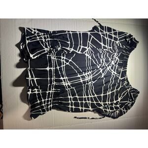 Worthington Women’s XL Black & White Geometric Stretch Blouse